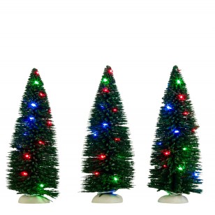 Bristle Tree, 3 pieces, Multicolour LED Lights, Adapter Ready, h14.5cm